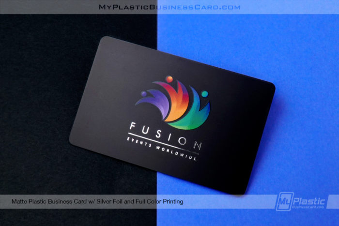 My Plastic Business Card | Matte Black Plastic Business Card Silver Foil 02592