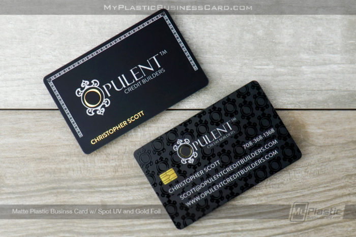 My Plastic Business Card | Matte Black Plastic Business Card With Shiny Silver Goldl Spot Uv 02712