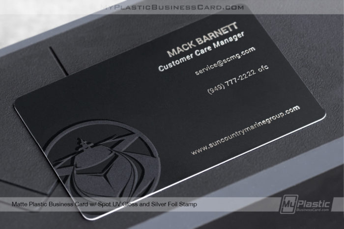 My Plastic Business Card | Matte Plastic Business Card Spot Uv Silver Foil Stamp Boat