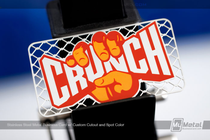 My Plastic Business Card | Stainless Steel Metal Business Card Custom Cutout Spot Color Crunch Gym