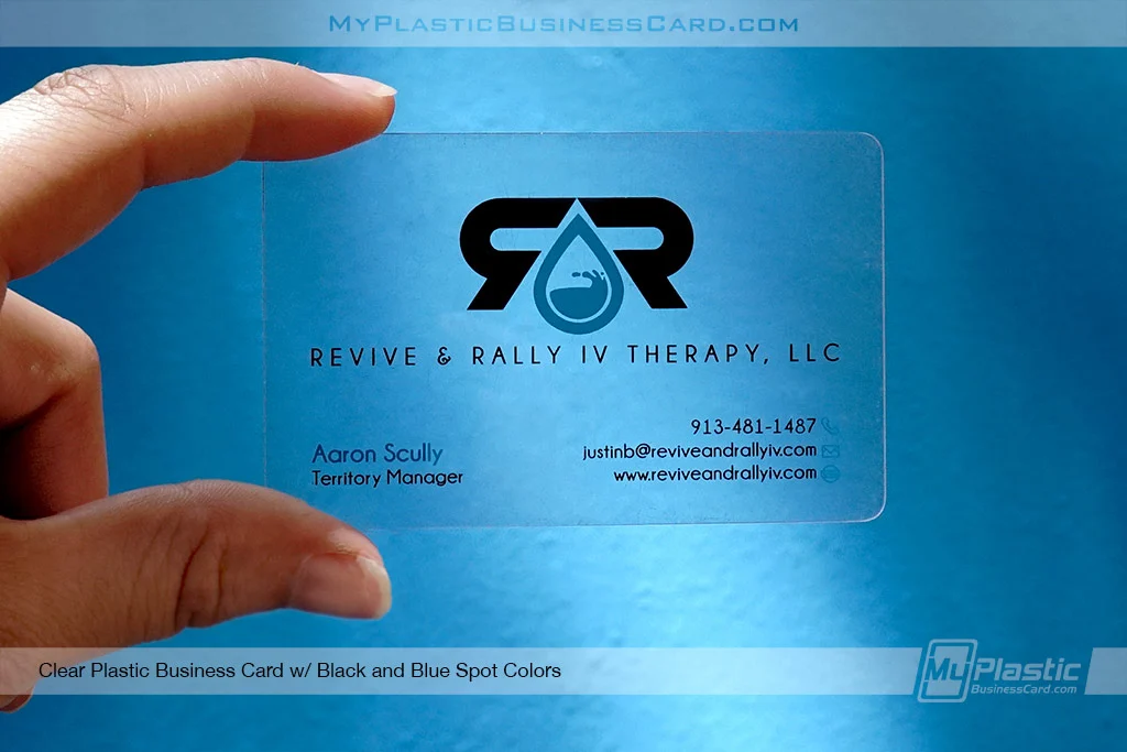 My Plastic Business Card |&nbsp;Clear Plastic Business Card With Black And Blue Logo 28919 3
