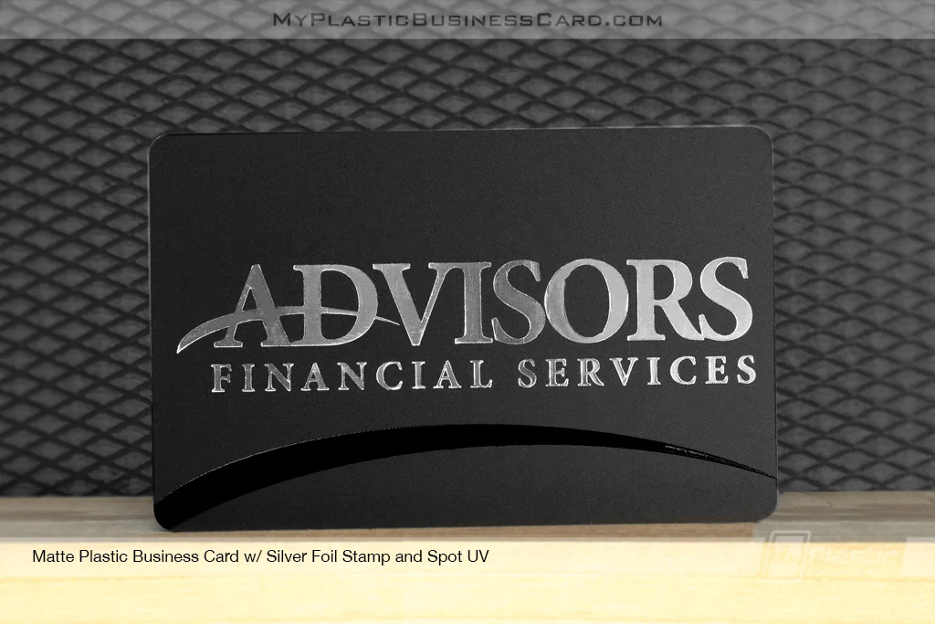 My Plastic Business Card |&nbsp;Matte Plastic Business Card Silver Foil Stamp Spot Uv Advisor