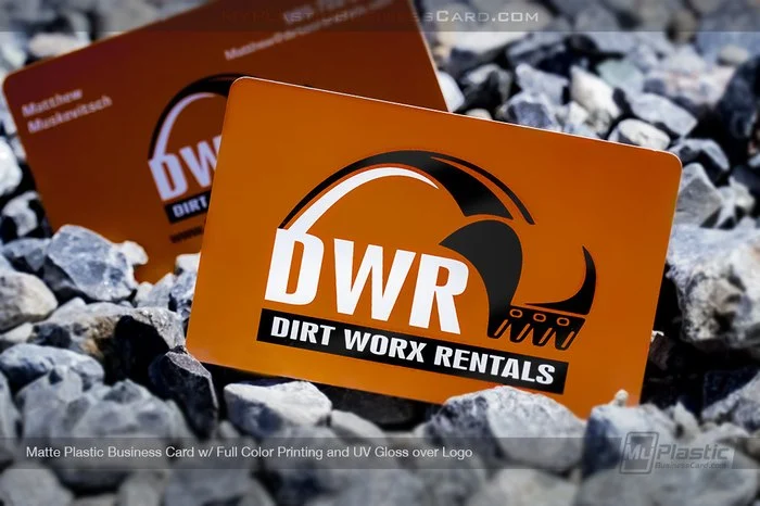 Best Plastic Business Cards For Construction Companies: 12 Durable Designs That Win More Jobs 5 My Plastic Business Card | Matte Plastic Business Card With Gloss Uv Spot Logo Print Dirt Worx
