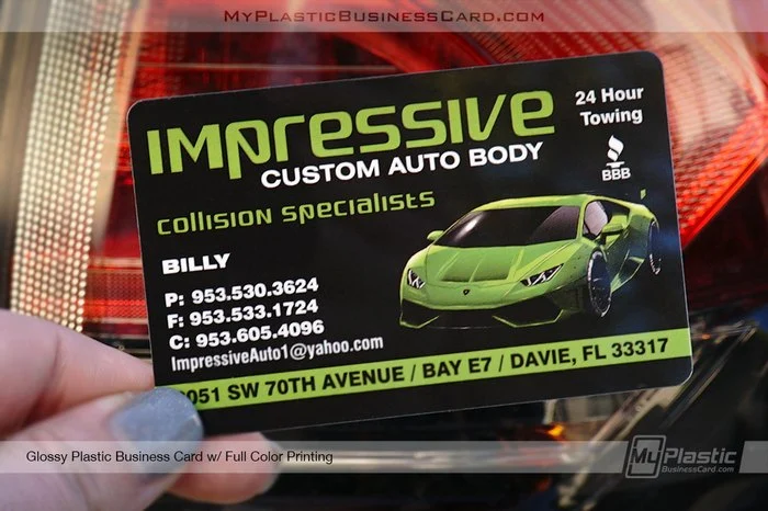 Plastic Card Finishes: Matte Vs. Glossy 4 My Plastic Business Card | Glossy Plastic Business Card For Auto Body Shop 34559