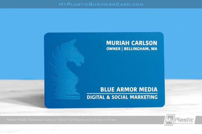 Plastic Card Finishes: Matte Vs. Glossy 9 My Plastic Business Card | Matte Plastic Business Card Silver Foil Uv Gloss Blue
